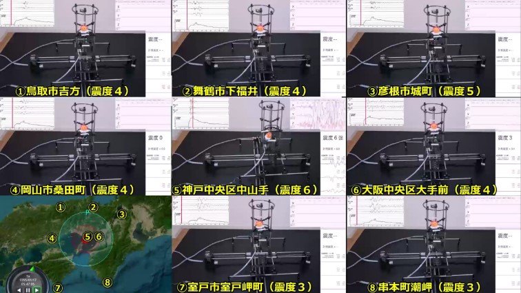 地震の揺れの再現動画