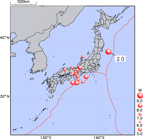 震央分布図