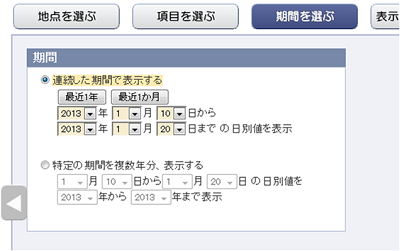 日平均気温を選択