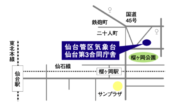 仙台管区気象台周辺の地図