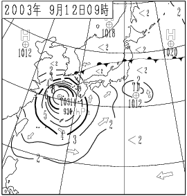 平成15年9月12日午前9時の波浪図