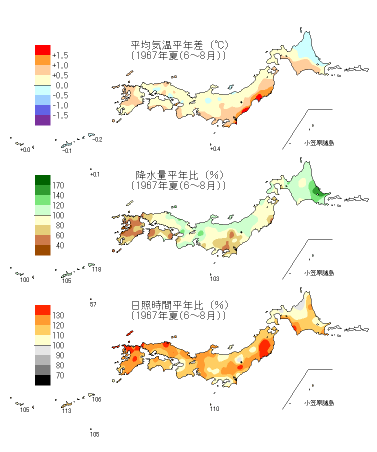 夏季平均気温平年差図
