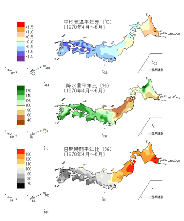 夏季平均気温平年差図