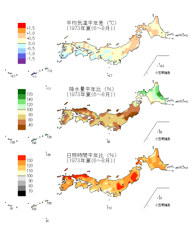 夏季平均気温平年差図