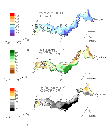 夏季平均気温平年差図