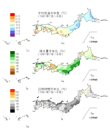 夏季平均気温平年差図