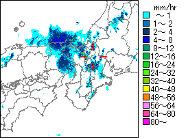 気象レーダー画像