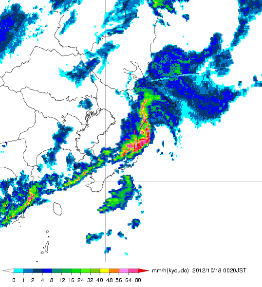 気象レーダー画像