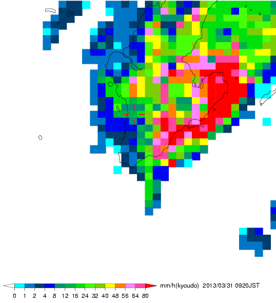 気象レーダー画像