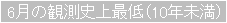 6月の観測史上最低(10年未満)