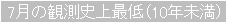 7月の観測史上最低(10年未満)