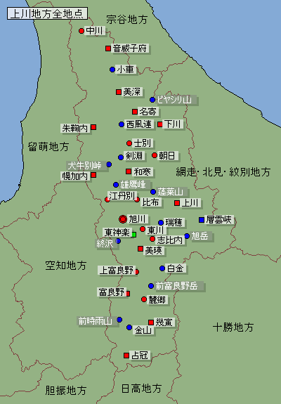 地点選択用上川地方地図