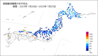 期間最深積雪の年平年比の分布図