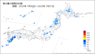 降水量の期間合計値の分布図