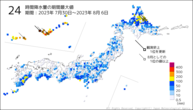 24時間降水量の期間最大値の分布図
