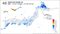 48時間降水量の期間最大値の分布図