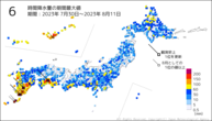 6時間降水量の期間最大値の分布図