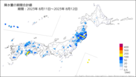 降水量の期間合計値の分布図