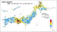 期間最大瞬間風速の分布図