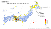 期間最大風速の分布図