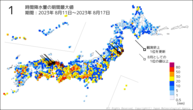1時間降水量の期間最大値の分布図
