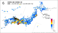 6時間降水量の期間最大値の分布図