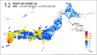 12時間降水量の期間最大値の分布図