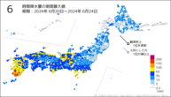 6時間降水量の期間最大値の分布図