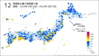 12時間降水量の期間最大値の分布図