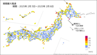 期間最大風速の分布図