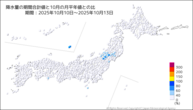 降水量の期間合計値の月平年比の分布図