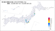 降水量の期間合計値の月平年比の分布図