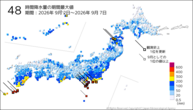 48時間降水量の期間最大値の分布図