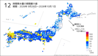 12時間降水量の期間最大値の分布図
