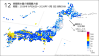 12時間降水量の期間最大値の分布図