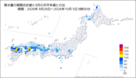 降水量の期間合計値の月平年比の分布図