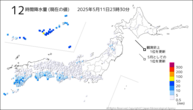 12時間降水量（現在の値）の分布図