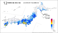 12時間降水量（現在の値）の分布図