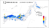 12時間降水量（現在の値）の分布図