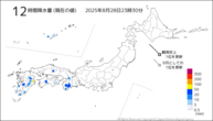 12時間降水量（現在の値）の分布図
