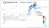 12時間降水量（現在の値）の分布図