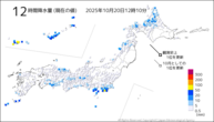 12時間降水量（現在の値）の分布図