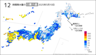 昨日の12時間降水量の日最大値の分布図