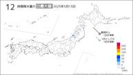 一昨日の12時間降水量の日最大値の分布図