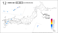 昨日の12時間降水量の日最大値の分布図