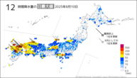 昨日の12時間降水量の日最大値の分布図