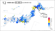 一昨日の12時間降水量の日最大値の分布図