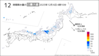 今日の12時間降水量の日最大値の分布図