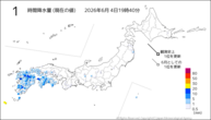 1時間降水量（現在の値）の分布図