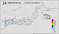 24時間降水量（現在の値）の分布図